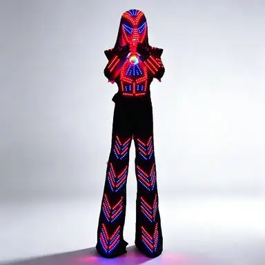 RGB LED Kryoman Stilt‑Walker Robot Suit Full‑Color Luminous Performance Costume for Carnival Parade Halloween Festival