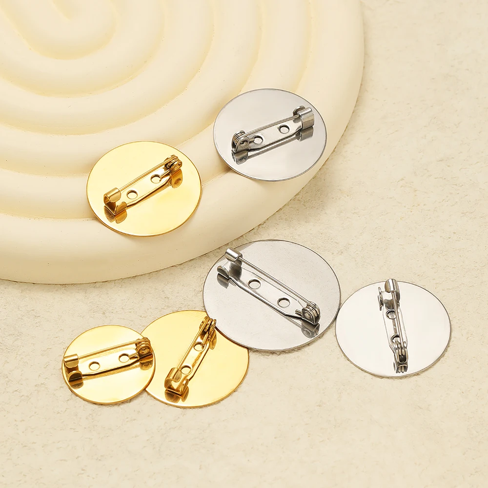10 Stück Edelstahl 15mm 20mm Broschen-Basen, leere Fassungen für Cabochons und Kameos für DIY-Schmuckzubehör und Kleidungsdekoration – Detail 3