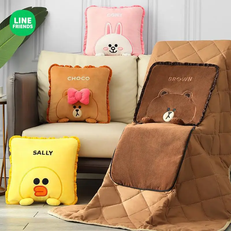 Anime Brown Sally Pillow Quilt Dual-use Spring Summer Kawaii Soft Thicken Multifunctional Cushion Car Air Conditioner Blanket