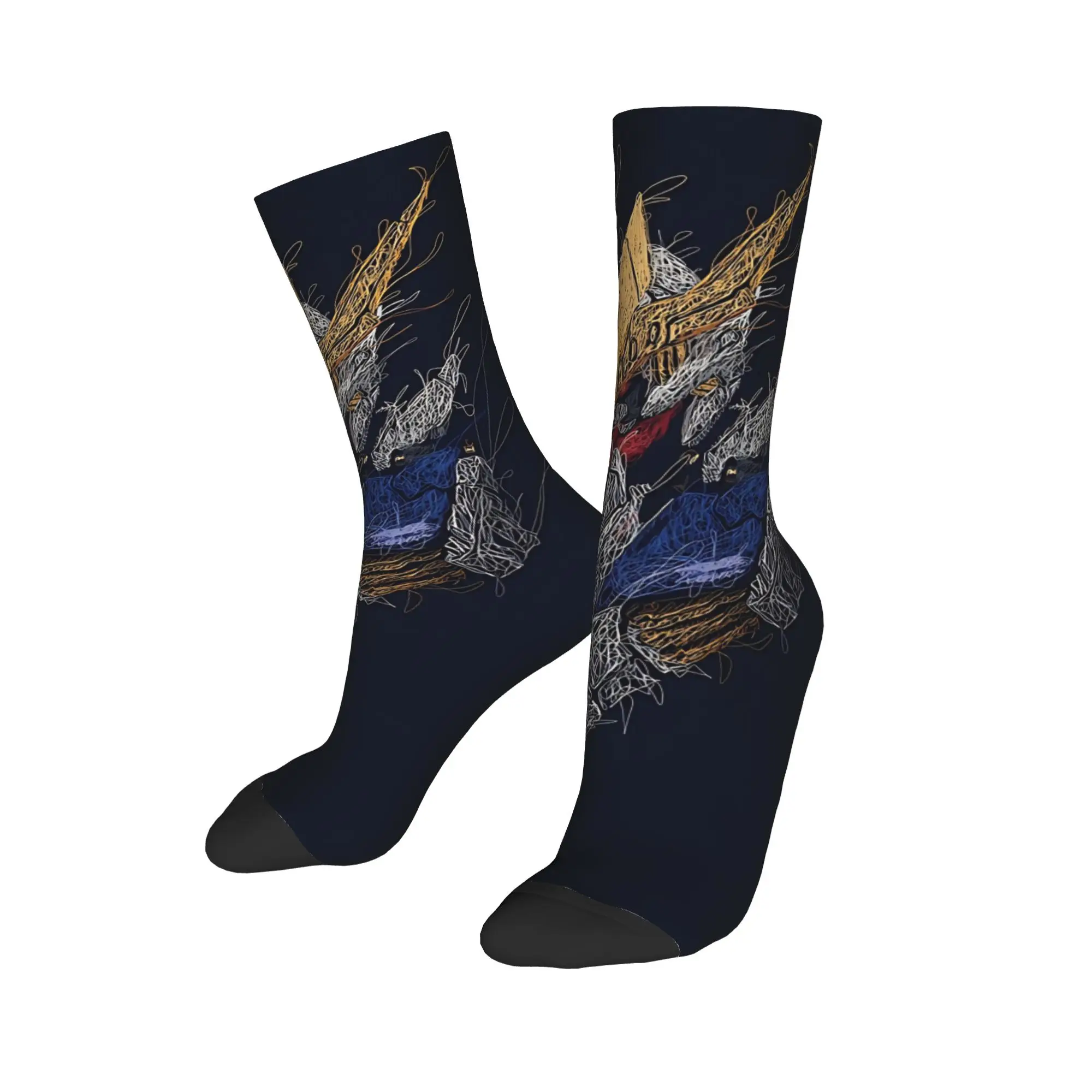Funny Sock Bandai gundam Gundam Barbatos Lupus  Vintage Seamless Pattern Printed Men Crew Socks Novelty Men's Socks