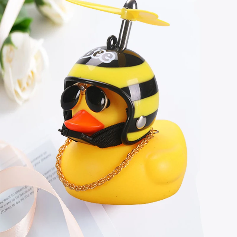 Auto süße Ente mit Helm gebrochen Wind kleine gelbe Ente Fahrrad Motorrad Helm Reiten Radfahren Dekor Auto Ornamente Zubehör – Detail 11