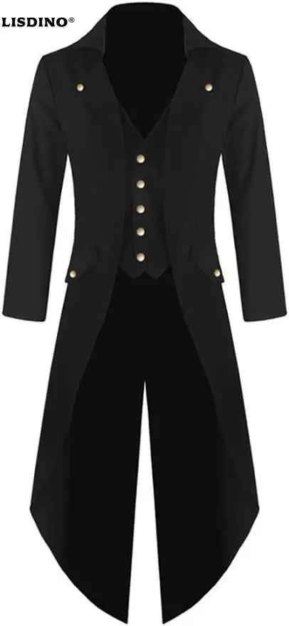 

1Mens Steampunk Gothic Jacket Victorian Tailcoat Vintage Halloween Costume Tuxedo Coat Uniform