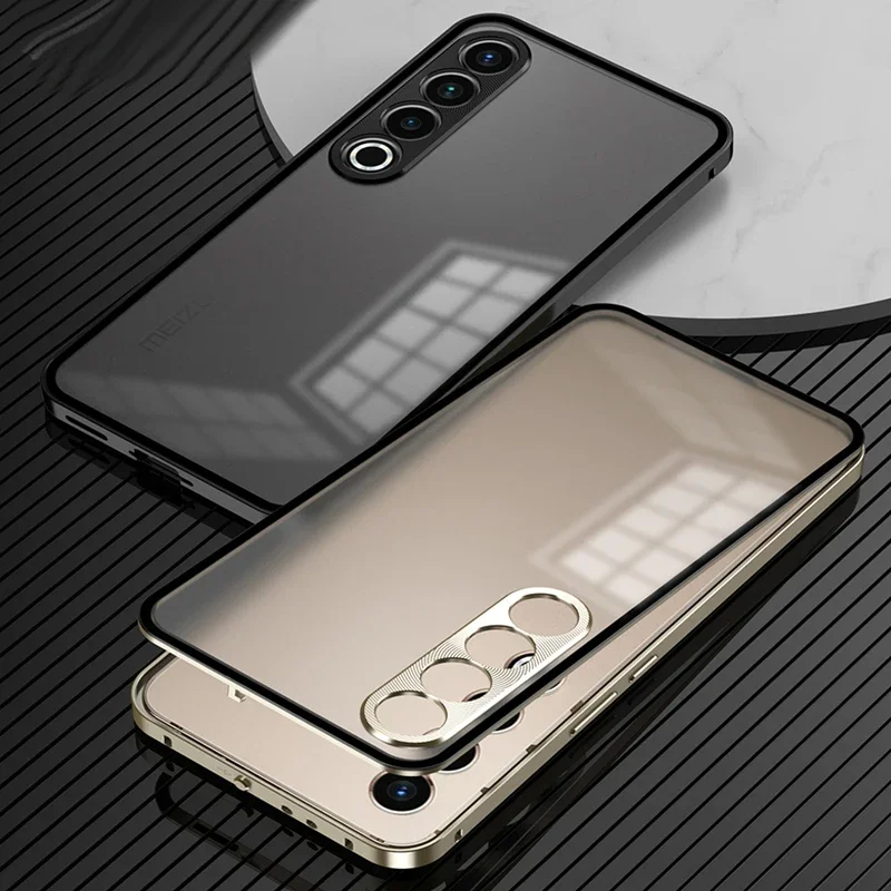 Luxury Magnetic Metal Bumper Phone Case Shell For Meizu 21 Note Matte Clear Back Cover Aluminum Alloy Frame For Meizu 21 Pro