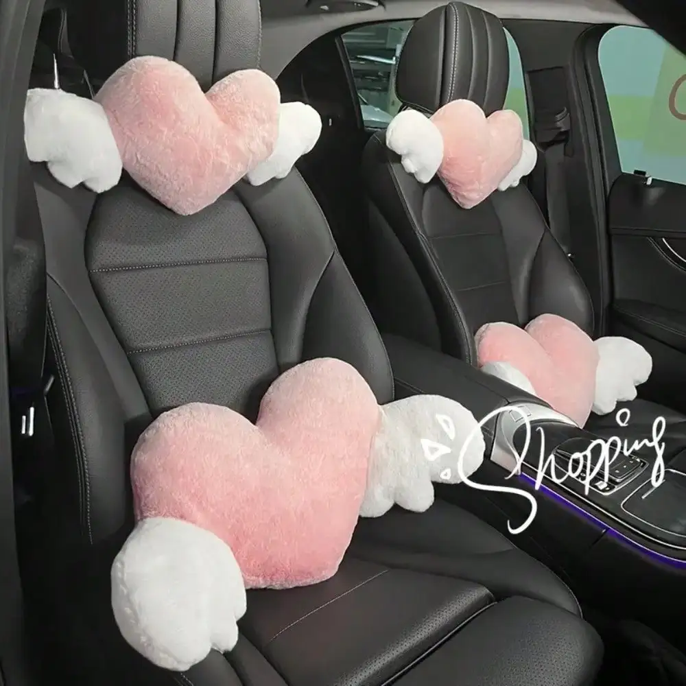 Love Wings Car Headrest Plush Love Neck Pillow Heart-Shaped Plush Style for Your Car Seat Car Accessories