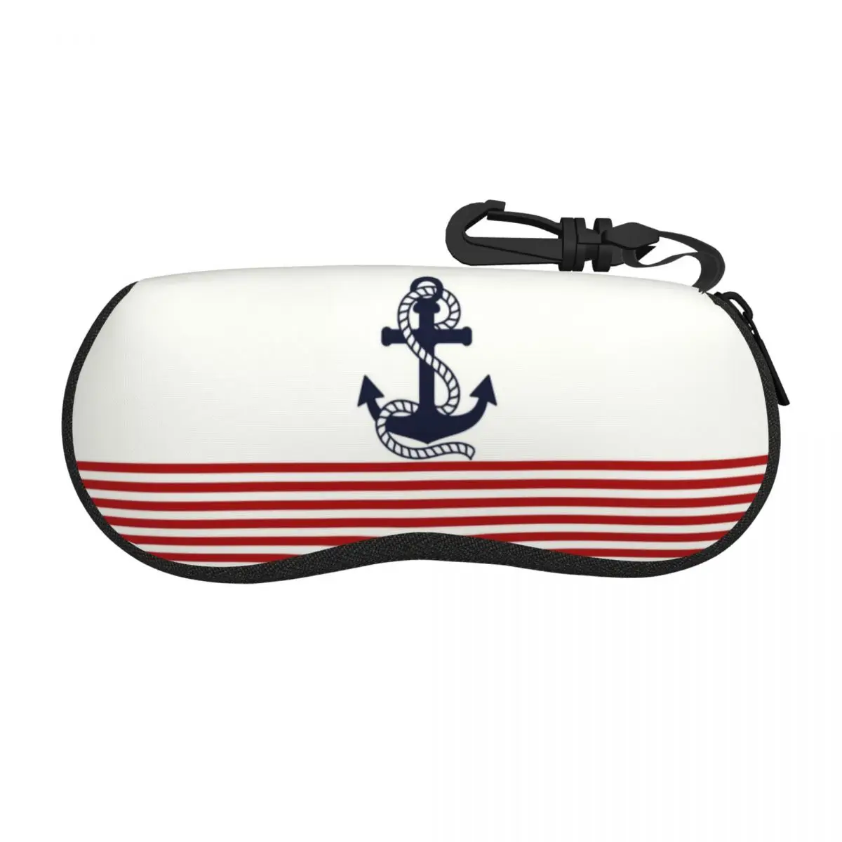 Custom Navy Blue Stripe Nautical Anchor Boat Sunglasses Soft Case Neoprene Zipper Shell Eyeglass Case Protective Box For Glasses