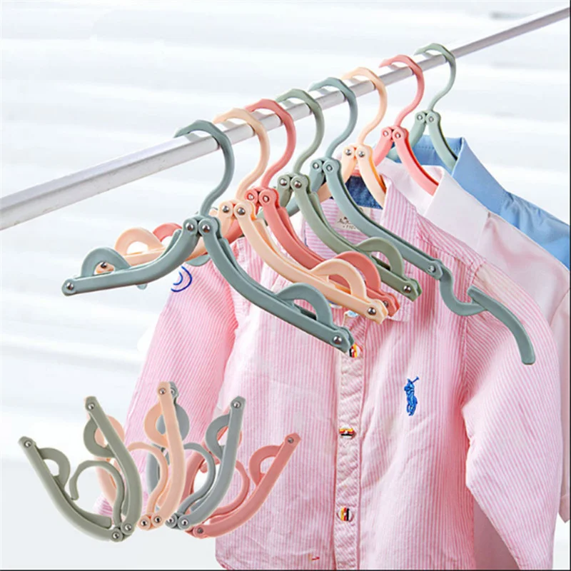 5Pcs Plastic Folding Clothes Hangers Portable Travel Hangers Household Multifunctional Hanger Clothes Drying Racks