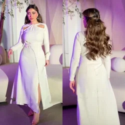 Customized Jersey Applique Rhinestone Evening A-line O-Neck Bespoke Occasion Gown Midi Dresses