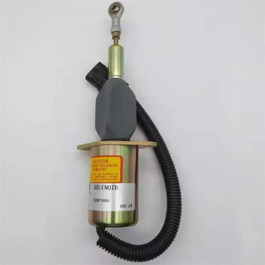 24V Excavator Spare Parts Diesel Engine Fuel Shut Off Stop Flameout Shut down Solenoid Valve 3287406 for Cummins 6CT