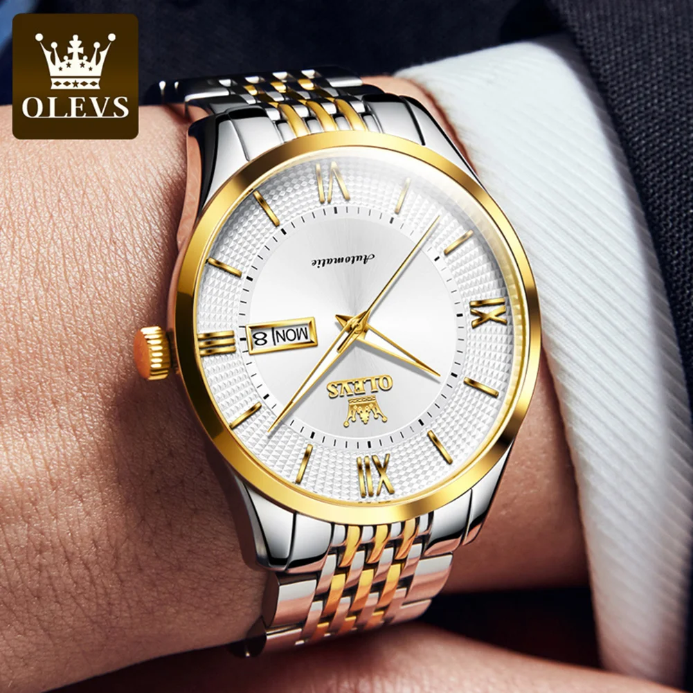 OLEVS New Men Watches Automatic Mechanical Luxury Waterproof Artificial Sapphire Mirror Imported Movement Business Men's Watch