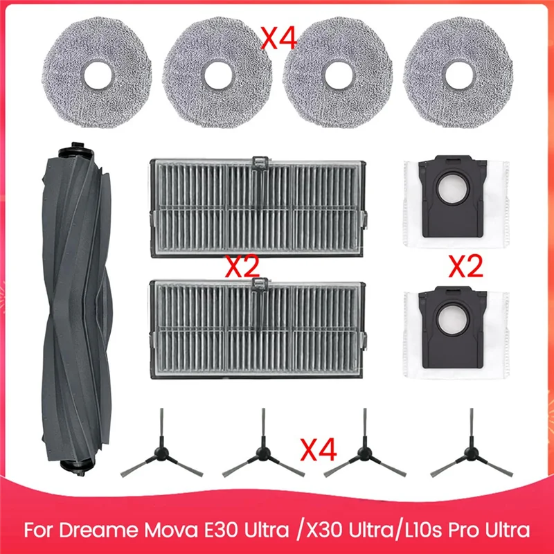 

AT02-Replacement Parts Fit For Dreame Mova E30 Ultra /X30 Ultra/L10s Pro Ultra Vacuum Cleaner, Accessories Kit Brush Filters