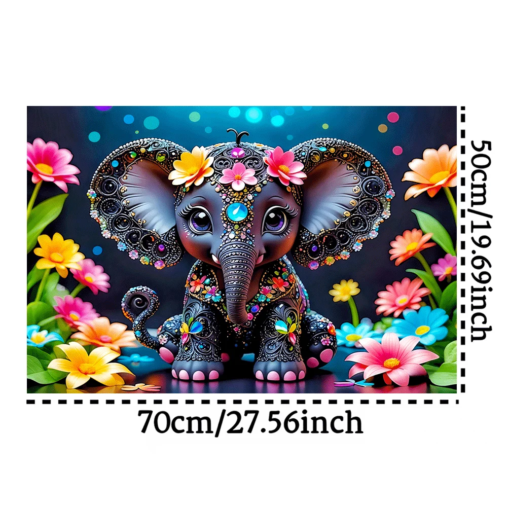 Sparkling Decorated Baby Elephant Jigsaw Puzzle Adult Cute Animal Theme Intellectual Game Home Leisure Colorful Decor Puzzle Toy