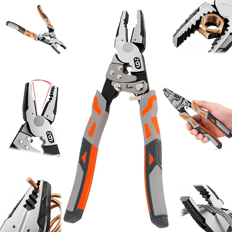 Multi Function Ratchet Pliers Wire Stripper Crimper Cutter Self Locking Forged Steel Electrician Hand Heavy Duty Professional
