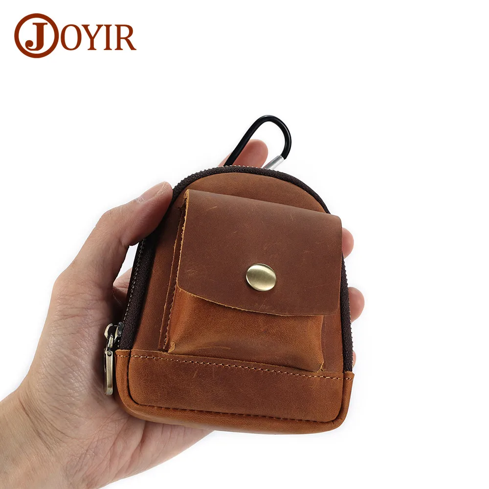 JOYIR Genuine Leather Male Trendy Fanny Pack High Quality Women Small Wallet for Men Mini Storage Purse Belt Bags Unisex Wallets