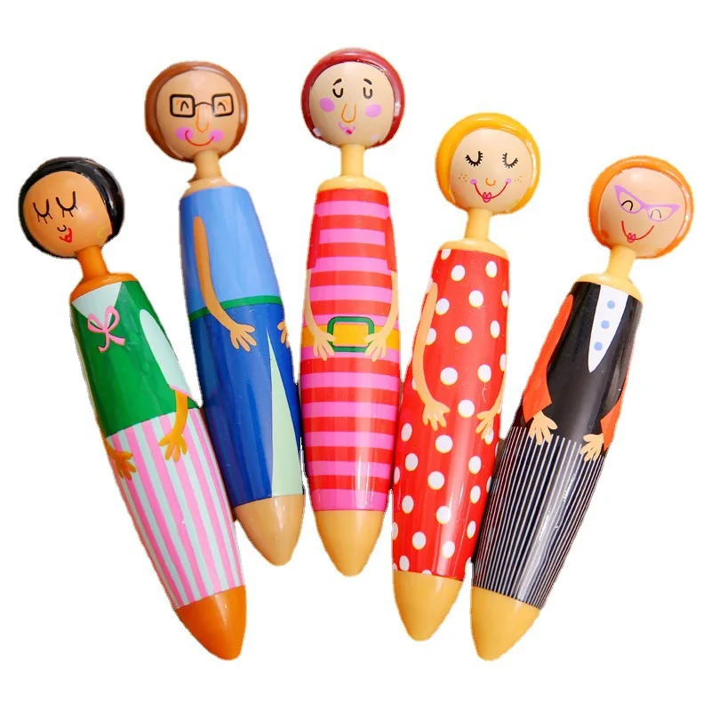 

5Pcs Blue ink Cartoon Ballpoint Pens Plastic Dolls Advertising Pen Student Stationery Gifts birthdays Office