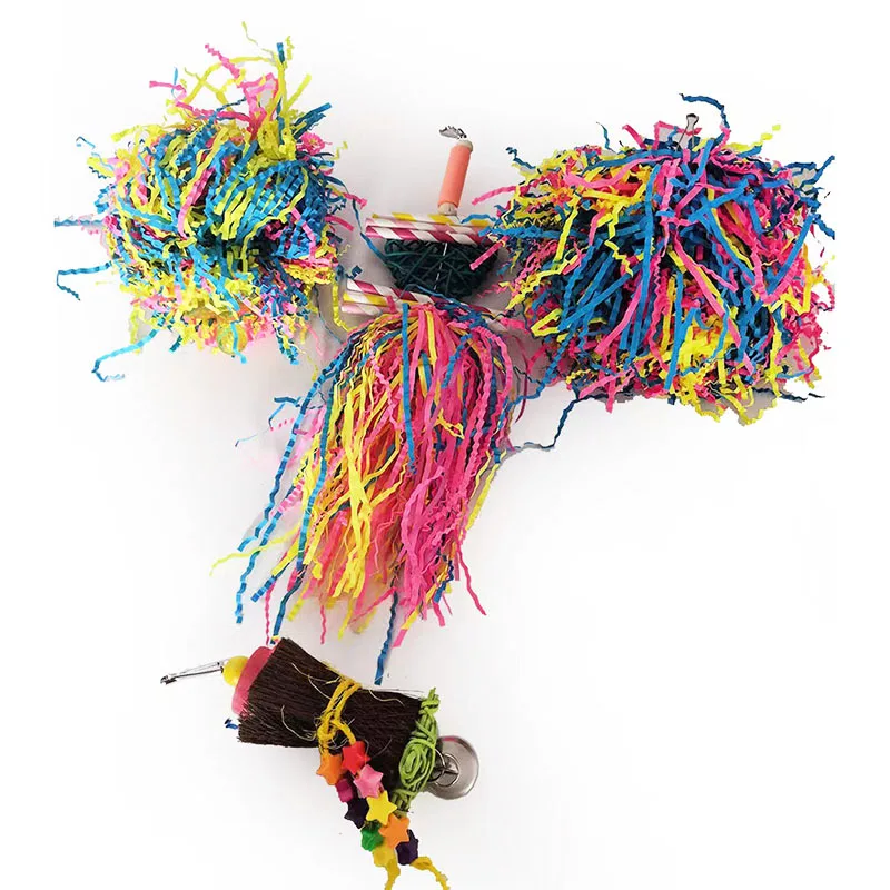 2/3 Teile/los Vogel Papagei Spielzeug Set Bunte Schredder Futtersuche Verschiedene Hängenden Käfig Vogel Kauen Rack Spielzeug Haustier papagei Molaren Biss Spielzeug – Detail 8