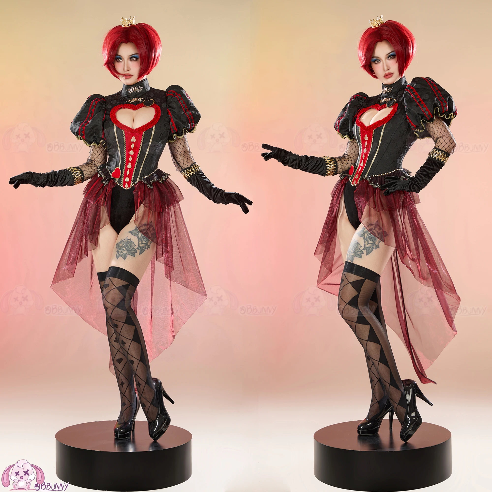 2026 القوطية خمر نمط القلب انقطاع ارتداءها مع قفازات تاج أنيمي الملكة مشتق تأثيري حلي النساء الملابس الداخلية ارتداءها #2