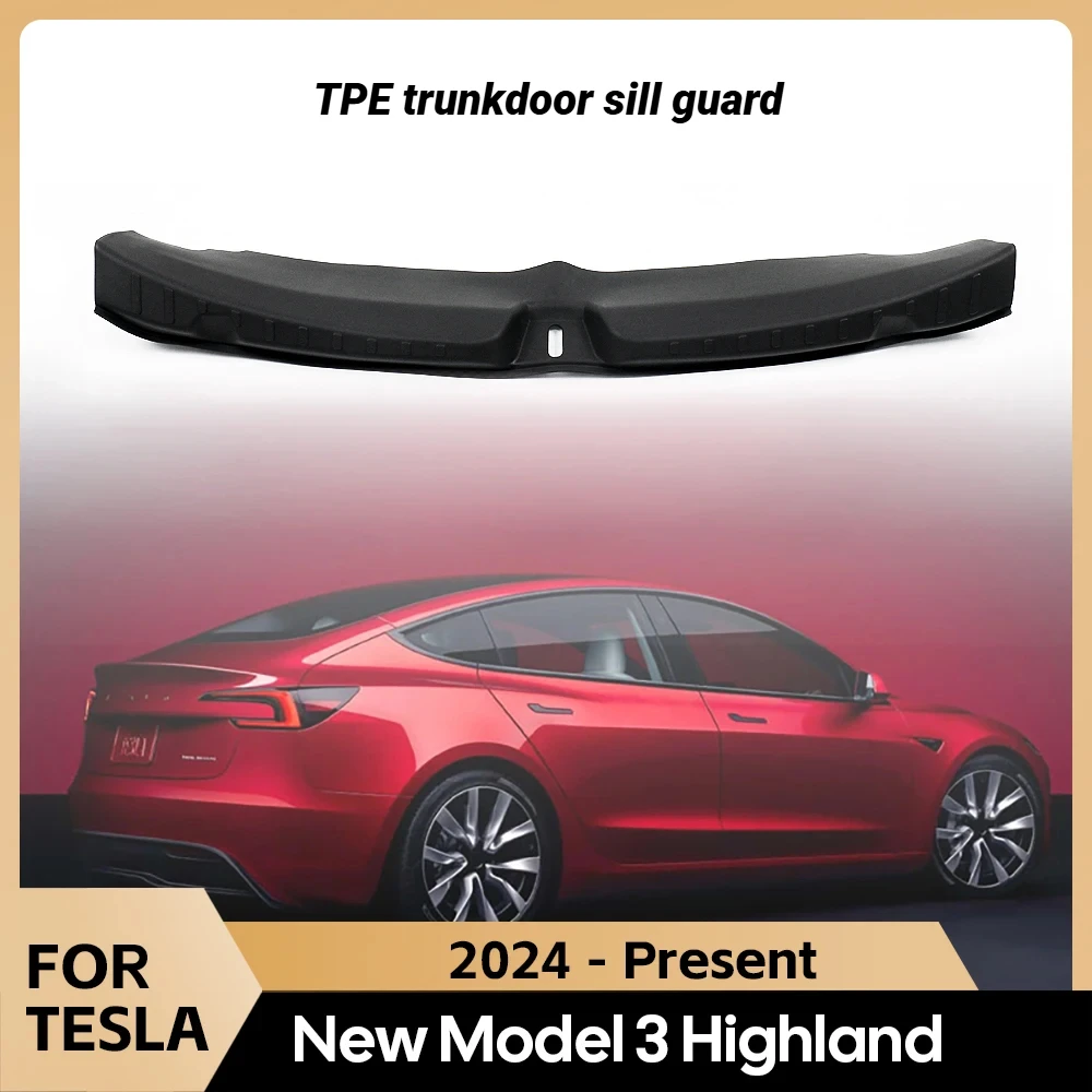 For Tesla New Model 3 Highland 2024 Trunk Threshold Strip TPE or Metal Back Sill Anti Scratch Protection Lid