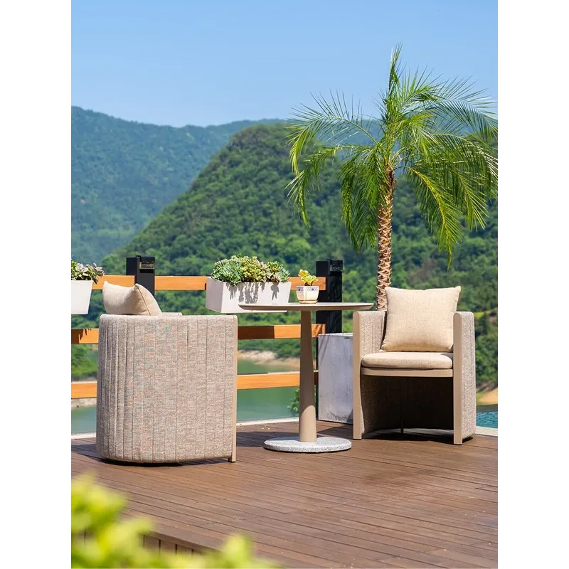 High-end villa hotel commercial aluminum alloy outdoor leisure dining table and chairs