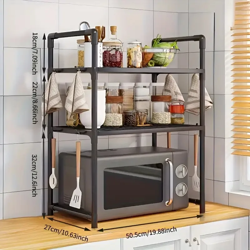 [Kitchen organizer rack] Sturdy Steel Adjustable Microwave Oven Rack - 2 Models, Heavy-Duty Telescoping Countertop - view 3