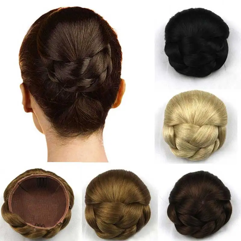 Womens Chignon Hairstyle Hair Extension Black/Brown Updo Hair Piece Clip-In Bun