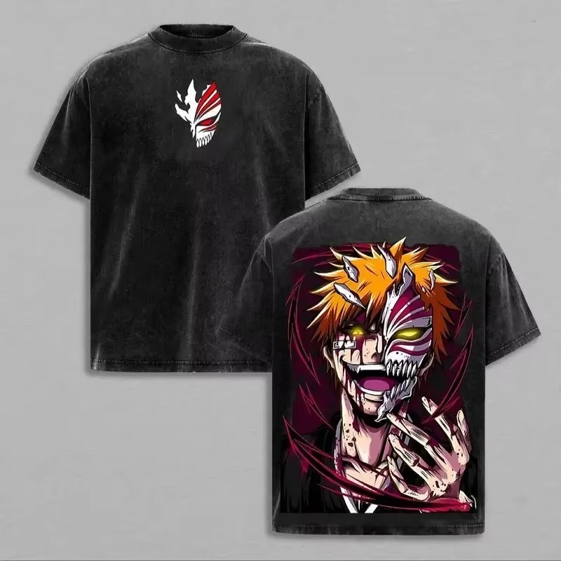 Hot BLEACH Kurosaki Ichigo Graphic Print T-shirt Men Women Loose Casual Oversized Streetwear Harajuku Fashion Top Summer New Tee