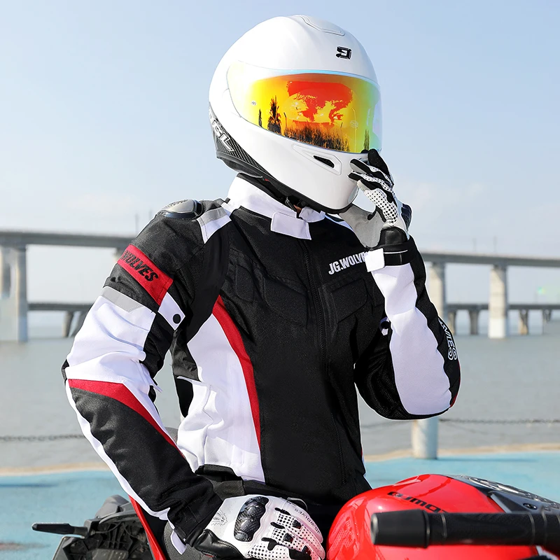 JG WOLVES Motorcycle Jacket Men Riding Gears Clothing Spring&Summer Mesh Breathable with Soft Armor Body Protective Accessories