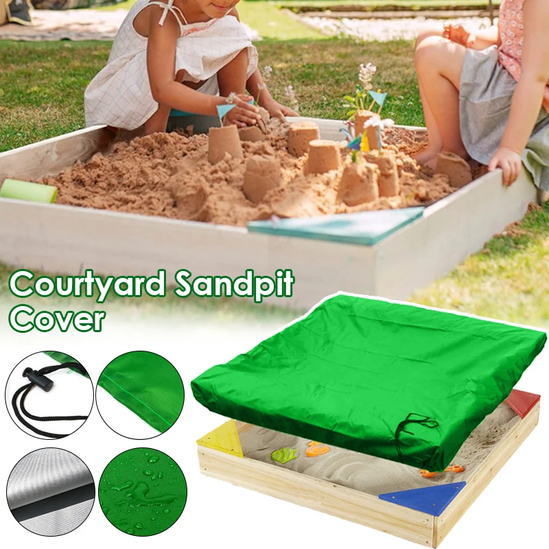 

Square Garden Courtyard Sandbox Sandpit Dust Cover Multifunction Dustproof Waterproof Oxford Canopy Cover With Drawstring
