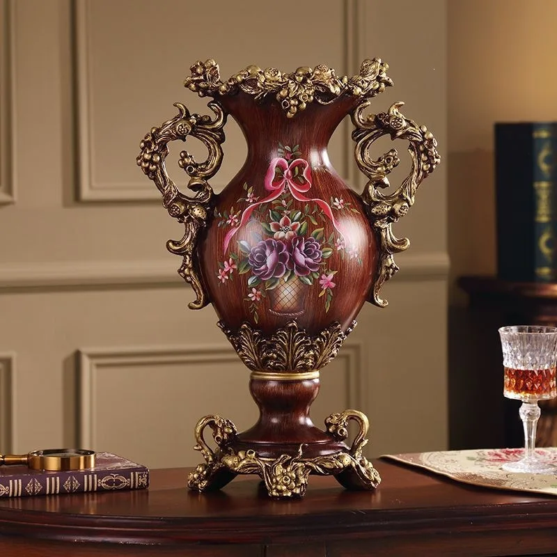 European-style American dried flower vase ornament, living room porch TV cabinet, dining table countertop flower arrangement