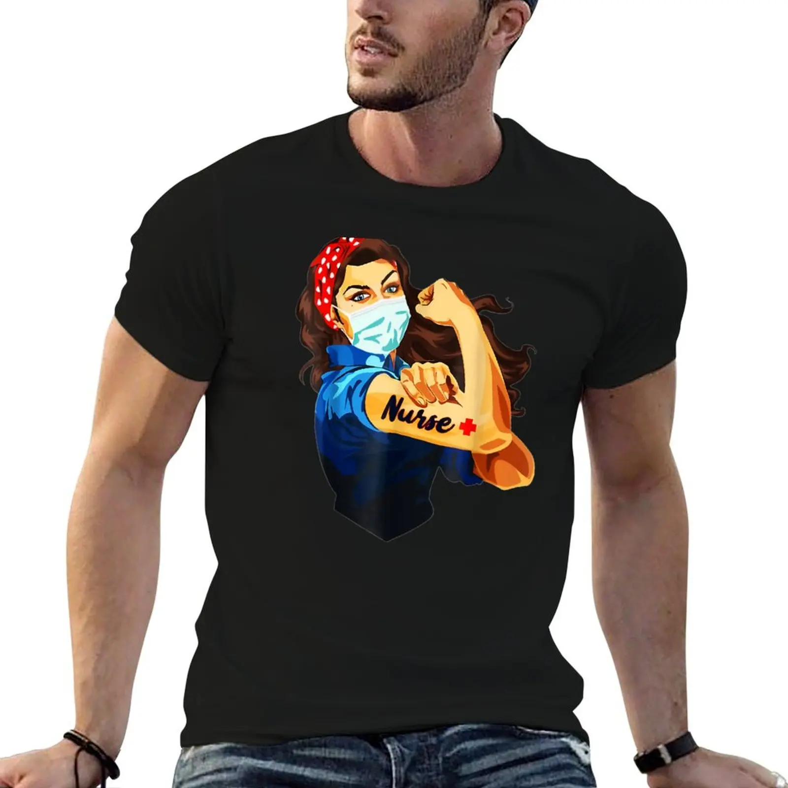 

Strong nurse rosie riveter T-Shirt man graphic t shirt t shirt custom print man t shirt designer T-Shirt