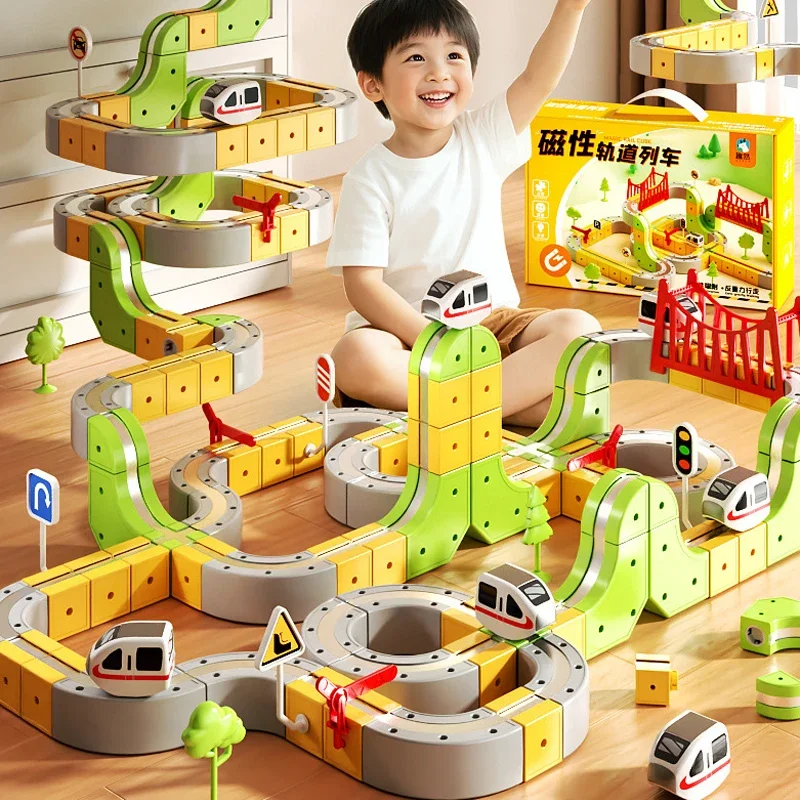 

Magical Versatile Magnetic Track Cube Children'S Electric Train Puzzle Toy Boys And Girls Diy Building Block Assembling Toy Gift