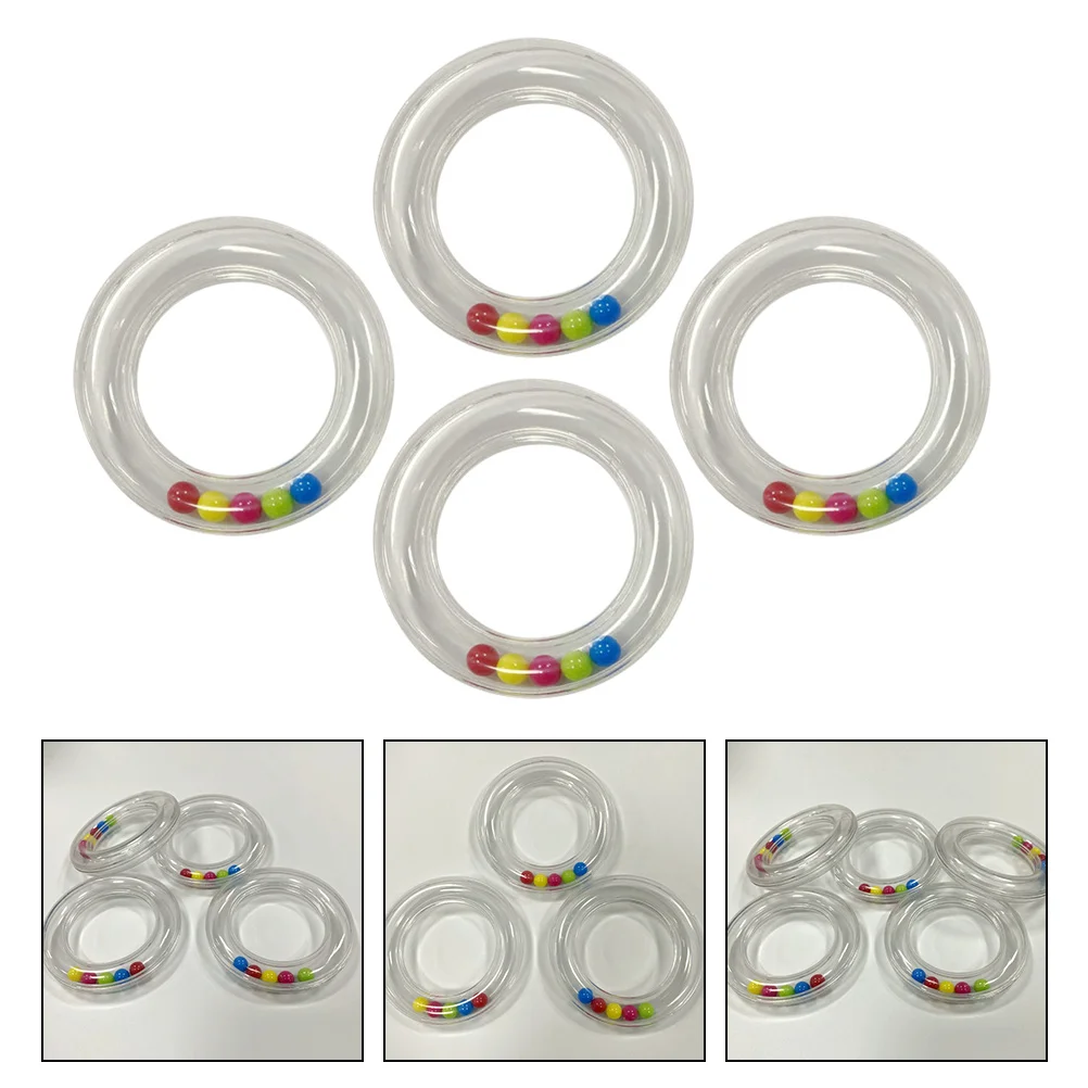 4 Pcs Transparent Circle Baby Hand Rattles Bell Kindergarten Toddler Handbell Handheld Ring Kids Toys