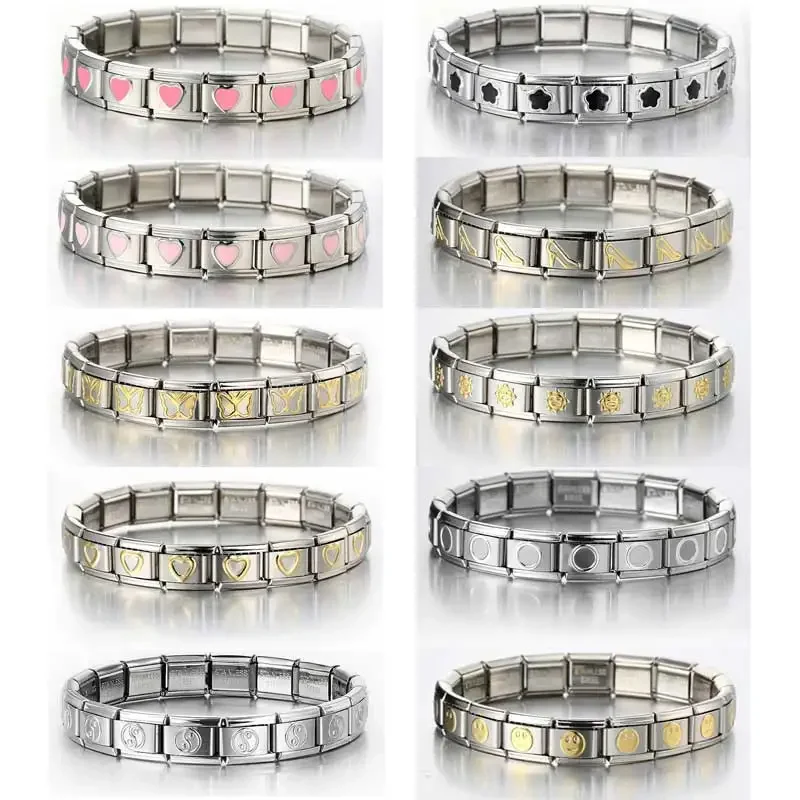 Charm Italian Stainless Steel Bracelet 9mm Modular Splicing Detachable Set Pattern Personalized Fashionable Versatile Chains