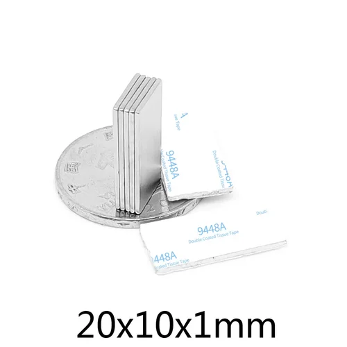 Imagen 2 del producto Bloque de 20x10x1mm, imanes potentes, imán fuerte con cinta adhesiva para nevera, bricolaje, edificio, científico, artesanía 20*10*1 20x10x1