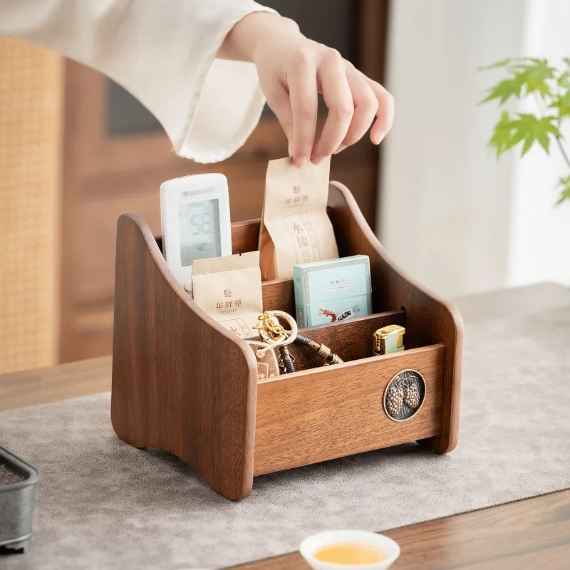 ✨ Wooden Desk Organizer Black Walnut Office Organizer Remote Control Holder Wooden Stationery Organizer for Home Office Desktop