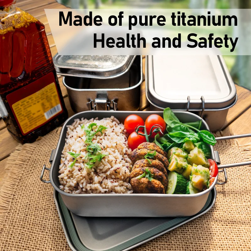 

800ML Healthy Titanium Alloy Portable Bento Dinner Box Leak-Proof Lunch Boxes Rectangle Food Storage Containers