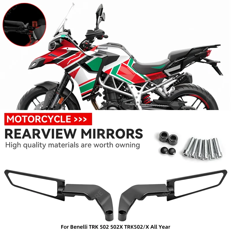 

For Benelli TRK 502 502X TRK502/X All Year Motorcycle Mirrors Stealth Winglets Mirror Kits Rotate Adjustable Mirrors