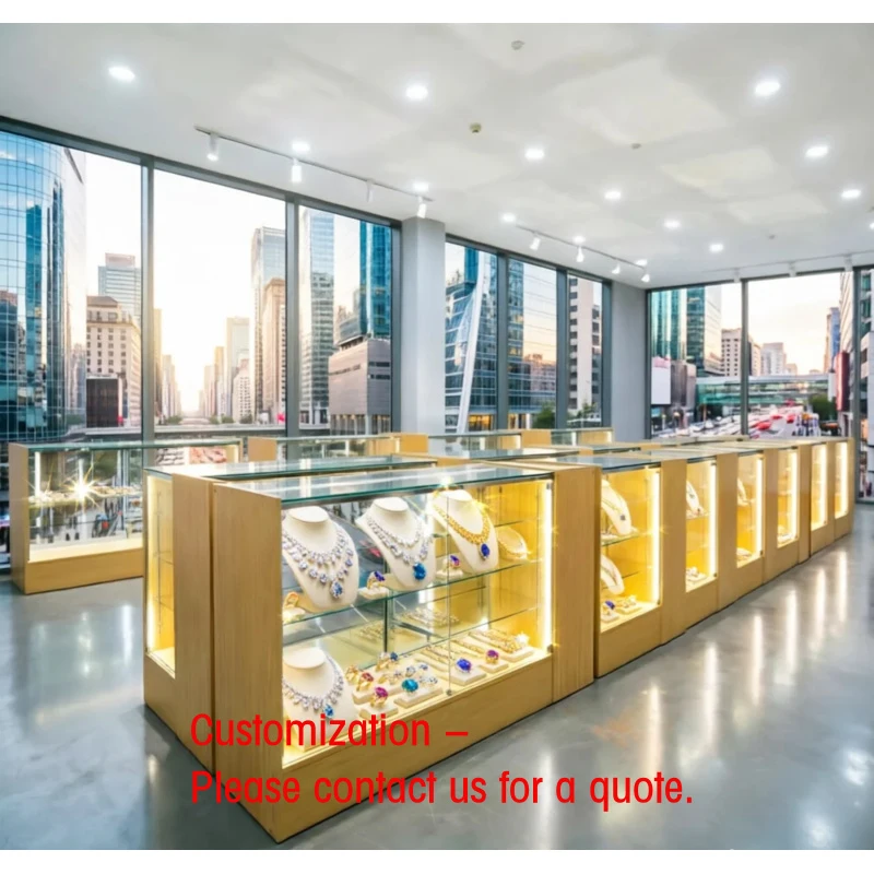 custom.Factory 4/6ft Custom MDF Tempered Glass Showcase Counter Shop Cash Desk Retail Modern Wood Color Display Cabine