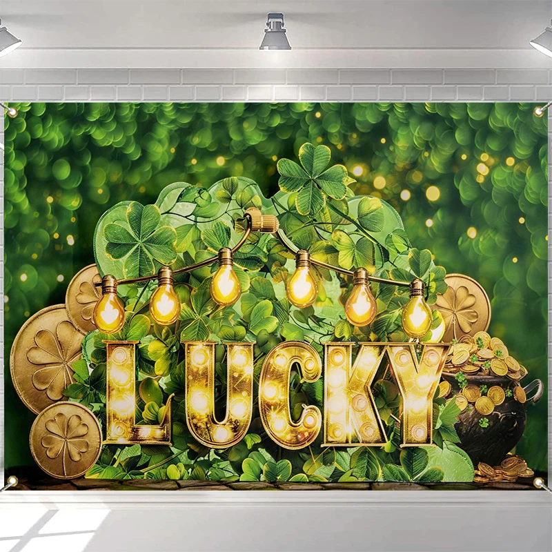 

Photography Background Lucky Fourth Leaf Clover Forest Light Decor Birthday Cake Smash Children Portrait Photo Backdrop Studio