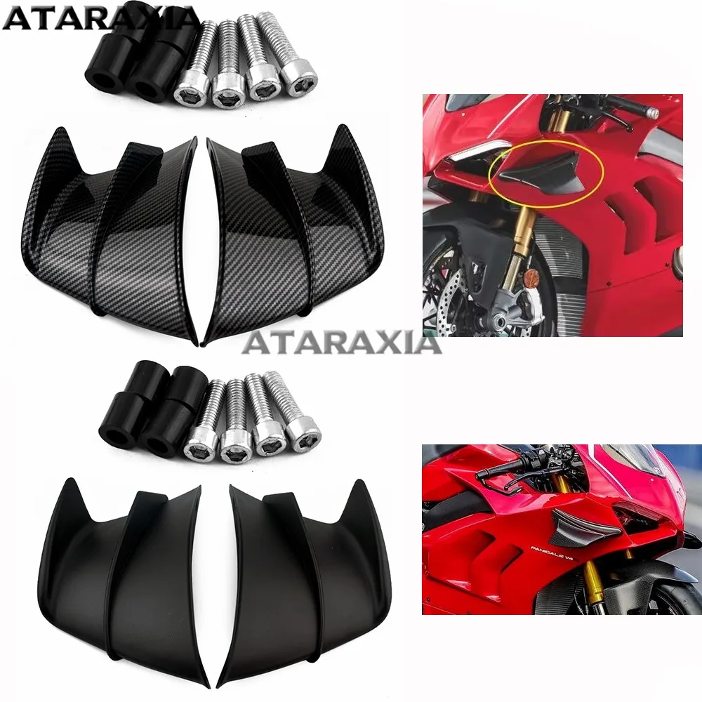 

Для DUCATI Panigale V4 S R 2018 2019 2020 2021, аксессуары для мотоциклов, ABS пластик, крылышки, комплект воздушных дефлекторов, боковые фиксированные крылья