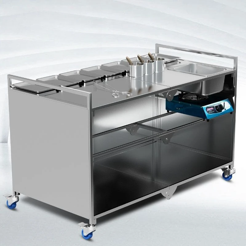 DSA Folding Snack Truck Commercial Mobile Stainless Steel Dining Truck Night Market Mobile Stall Multifunctional Cart Shelf