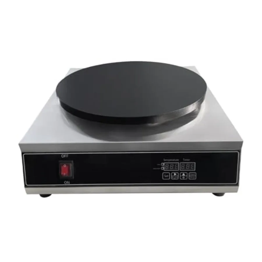 Máquina Eléctrica Comercial para Hacer Crepas para Restaurantes, Superficie de Hierro Fundido Engrosado, Negra, Antiadherente, 16 Planchas con Temperatura Ajustable