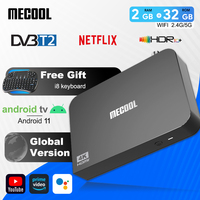 MECOOL DVB T2 Android TV Box KT2 with Android 11 Google Netflix Certified ATV 100M 2+32G S905Y4 WIFI 2.4G/5G 2T2R DVB Media Box