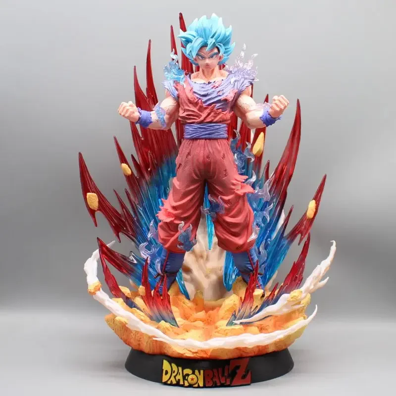 39cm Dragon Ball Son Goku Anime Figure GK Blue World King Fist Super Saiyan Action Figurine Doll Model Collection Kids Gift Toy