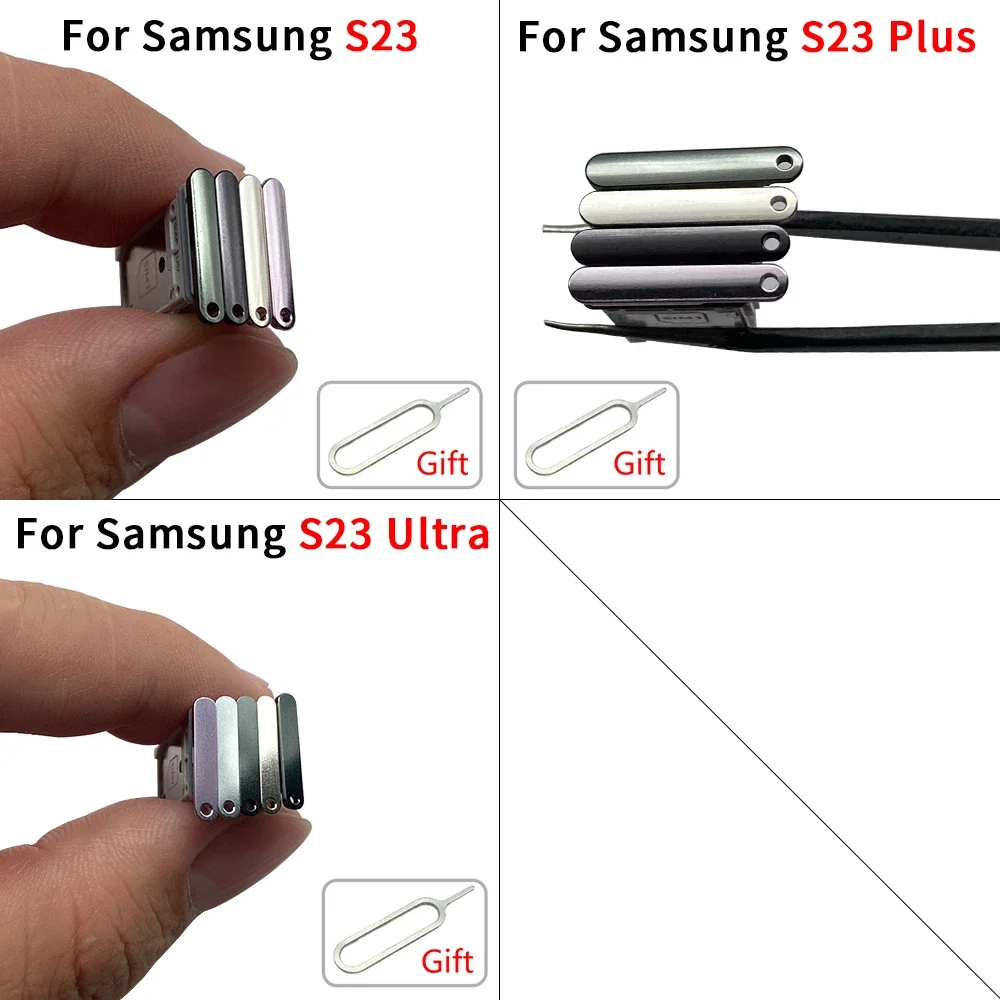 Dual Card Micro Nano SIM Card Holder Tray chip slot Holder Adapter Socket For Samsung S23 / S23 Plus / S23 Ultra S24 S24 Plus