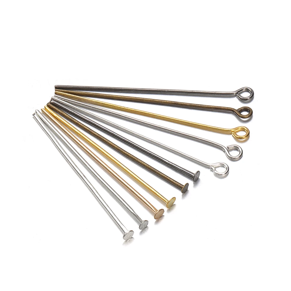 

200pcs/Lot 18 20 30 35 40mm Flat Head/Ball Head/Eye Head Pins Metal Headpins Connector For Jewelry Findings Making DIY Supplies