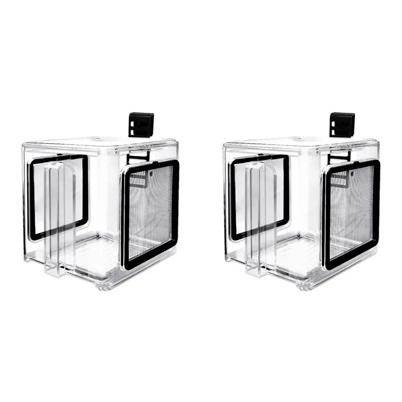 

【PRICE-DROP!】2X Fish Breeding Box, Acrylic Fish Isolation Box Hanging Aquarium Hatchery Tank
