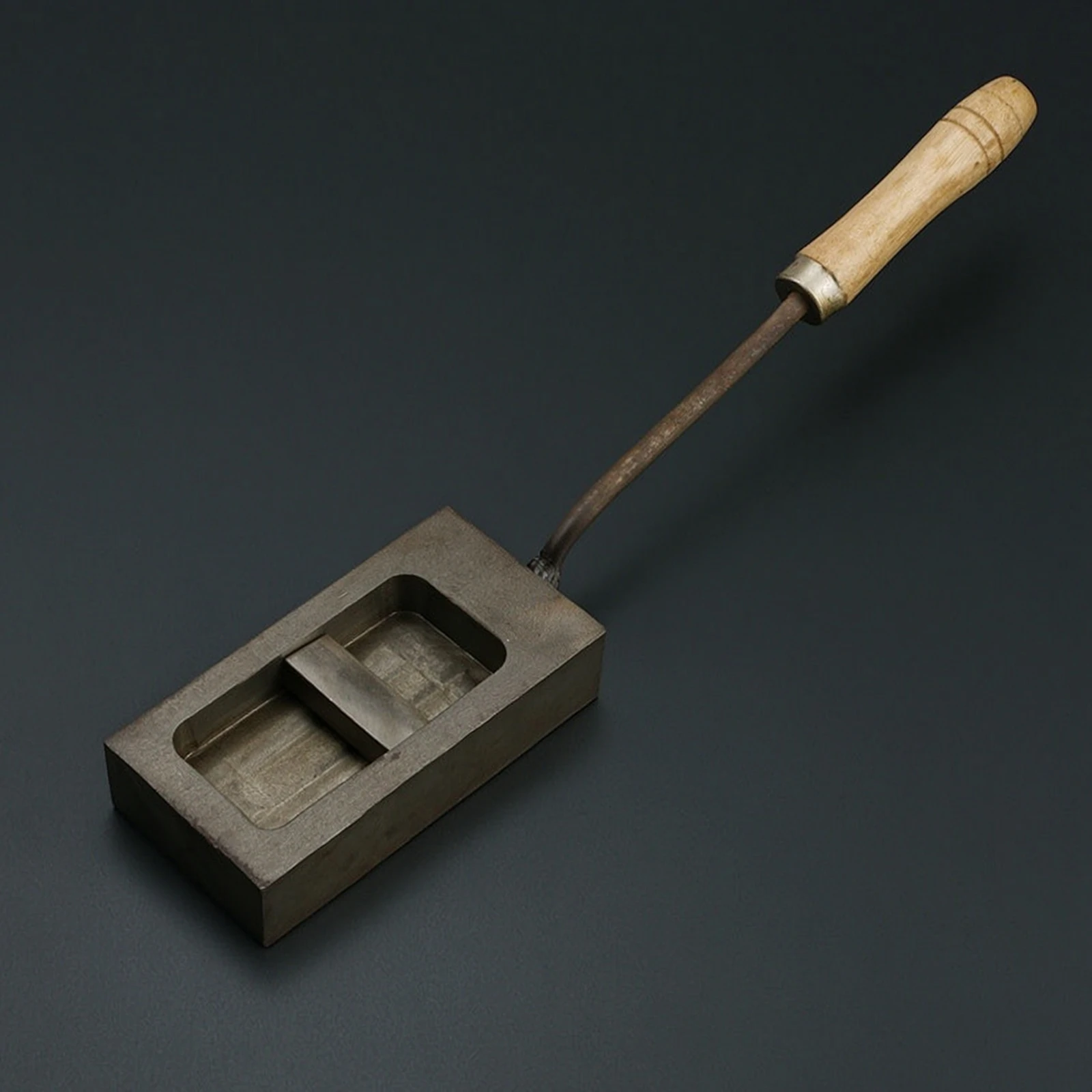 Metal Casting Mold with Wooden Handle High Temperature Gold and Silver Bar Mold Tool Rectangular Manual for Jewelers
