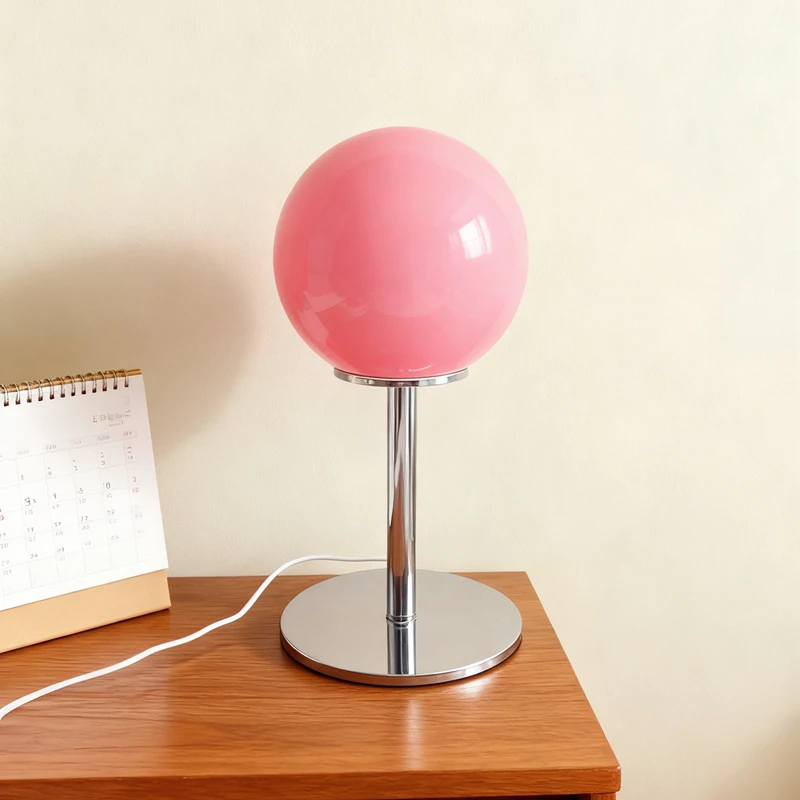 Smalto colorato Crema francese Lampada da tavolo in vetro a fungo nordico di metà secolo Camera da letto Comodino Soggiorno Lampada decorativa romantica