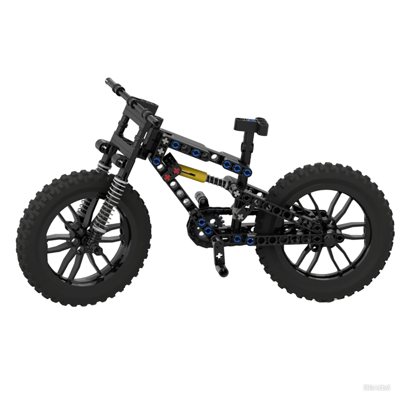 Moc off-road mountain bike downhill bicicleta frente duplo amortecedor corrente ligação bloco de construção simulação modelo brinquedo presente do miúdo