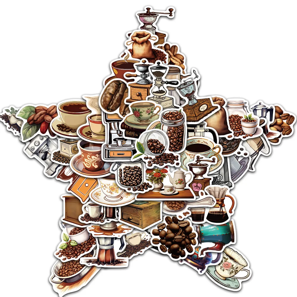 50/100PCS Kaffeemaschinen Kaffeebohnen Graffiti Aufkleber Coffee Shop Vups Platten Telefon Fällen Desktop Gitarre Dekorationen